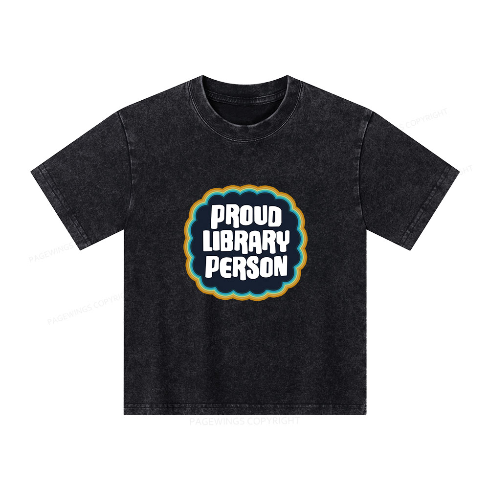 Pagewings Proud Library Person Unisex Kids Washed T-shirt