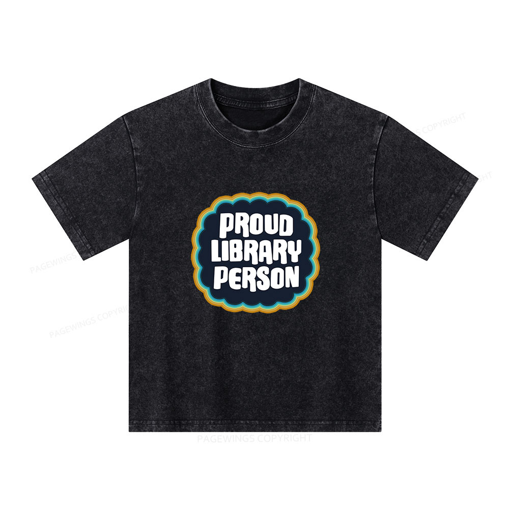 Pagewings Proud Library Person Unisex Kids Washed T-shirt