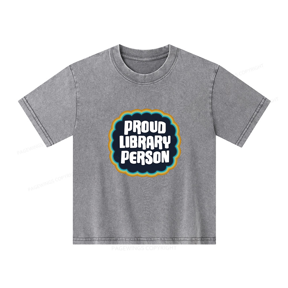 Pagewings Proud Library Person Unisex Kids Washed T-shirt