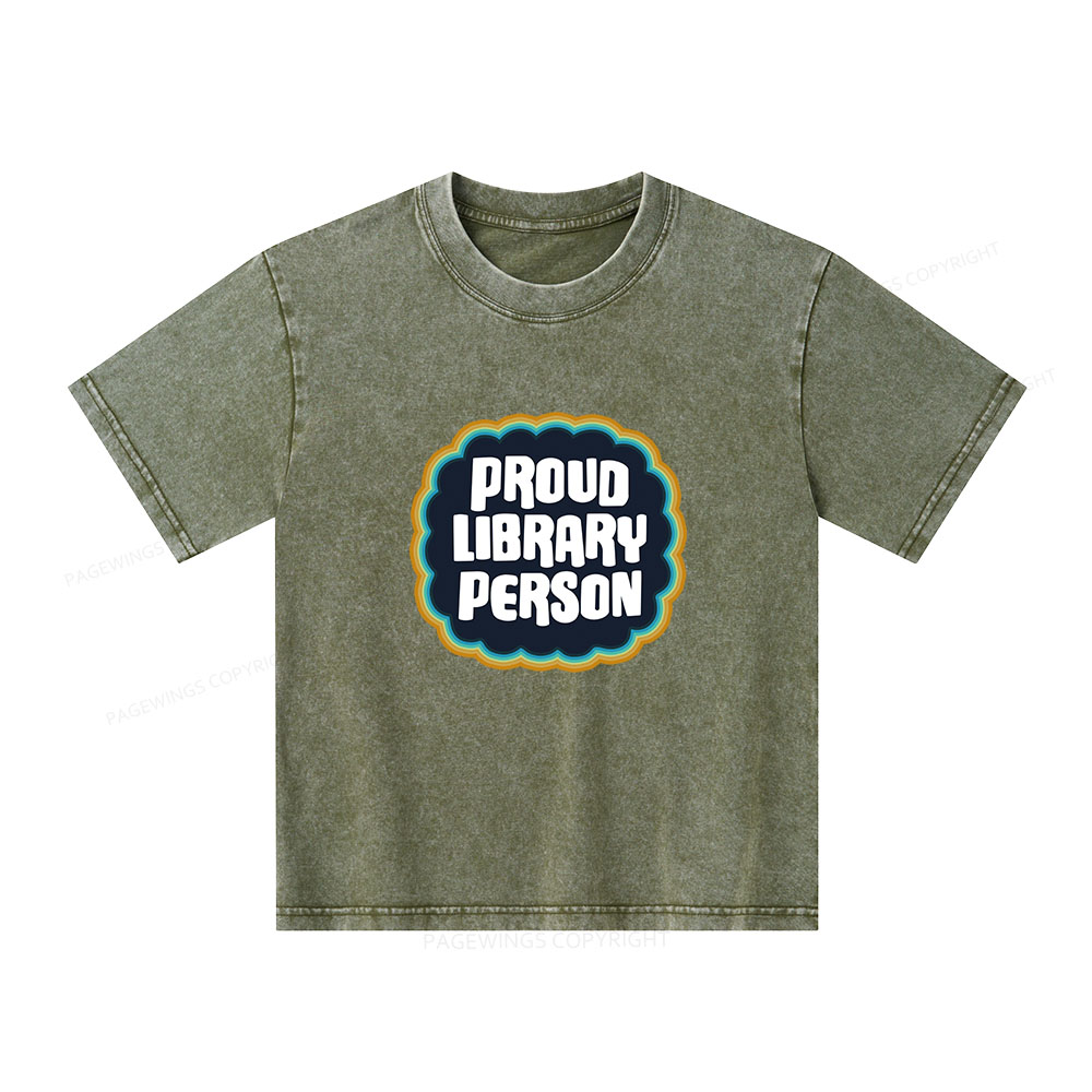 Pagewings Proud Library Person Unisex Kids Washed T-shirt