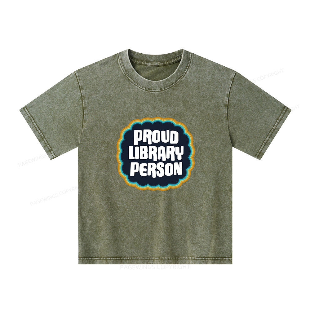Pagewings Proud Library Person Unisex Kids Washed T-shirt