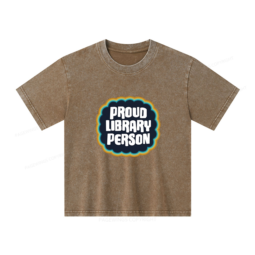 Pagewings Proud Library Person Unisex Kids Washed T-shirt