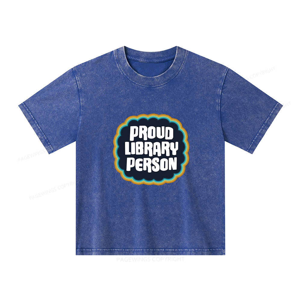Pagewings Proud Library Person Unisex Kids Washed T-shirt