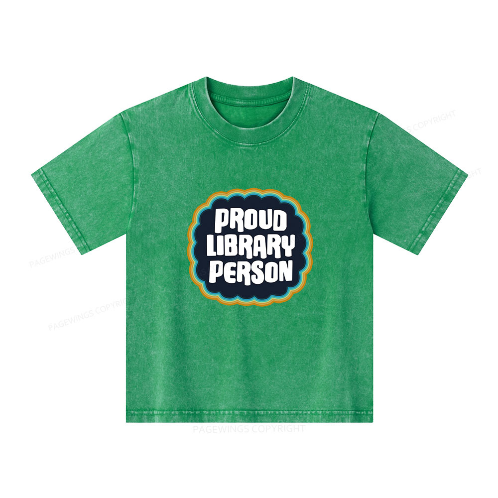 Pagewings Proud Library Person Unisex Kids Washed T-shirt