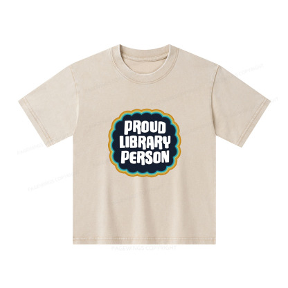 Pagewings Proud Library Person Unisex Kids Washed T-shirt