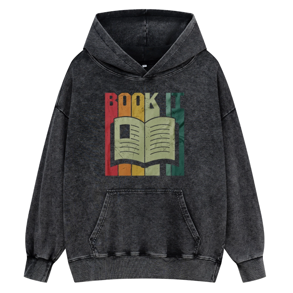 Pagewings Book It Retro 80s Unisex Washed Hoodie