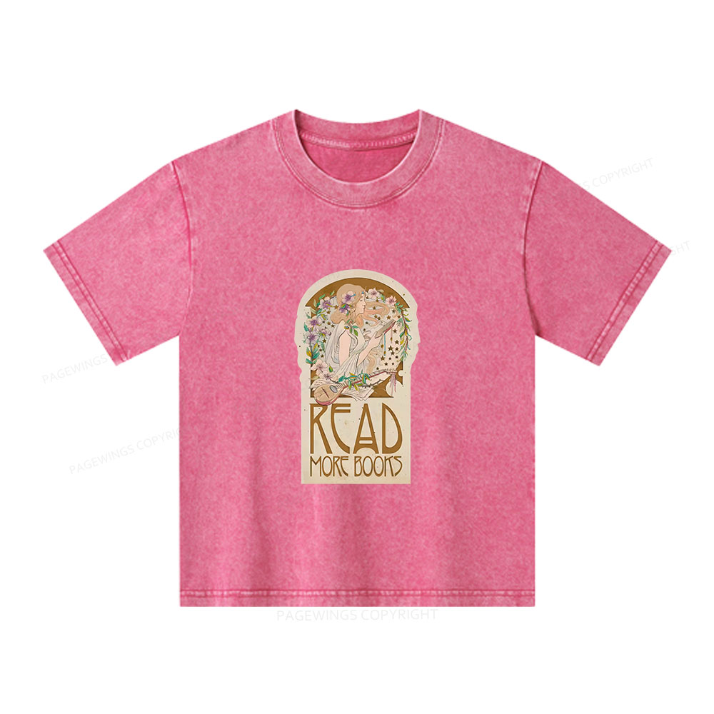 Pagewings Read More Books Unisex Kids Washed T-shirt