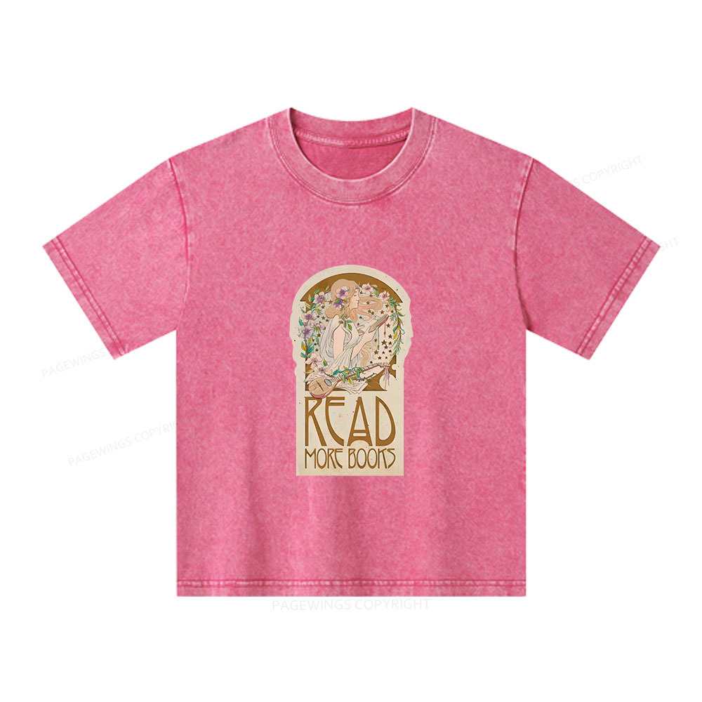 Pagewings Read More Books Unisex Kids Washed T-shirt
