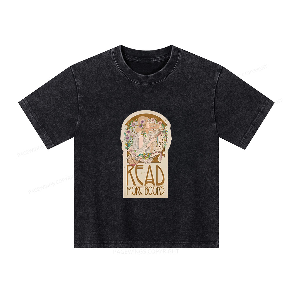 Pagewings Read More Books Unisex Kids Washed T-shirt