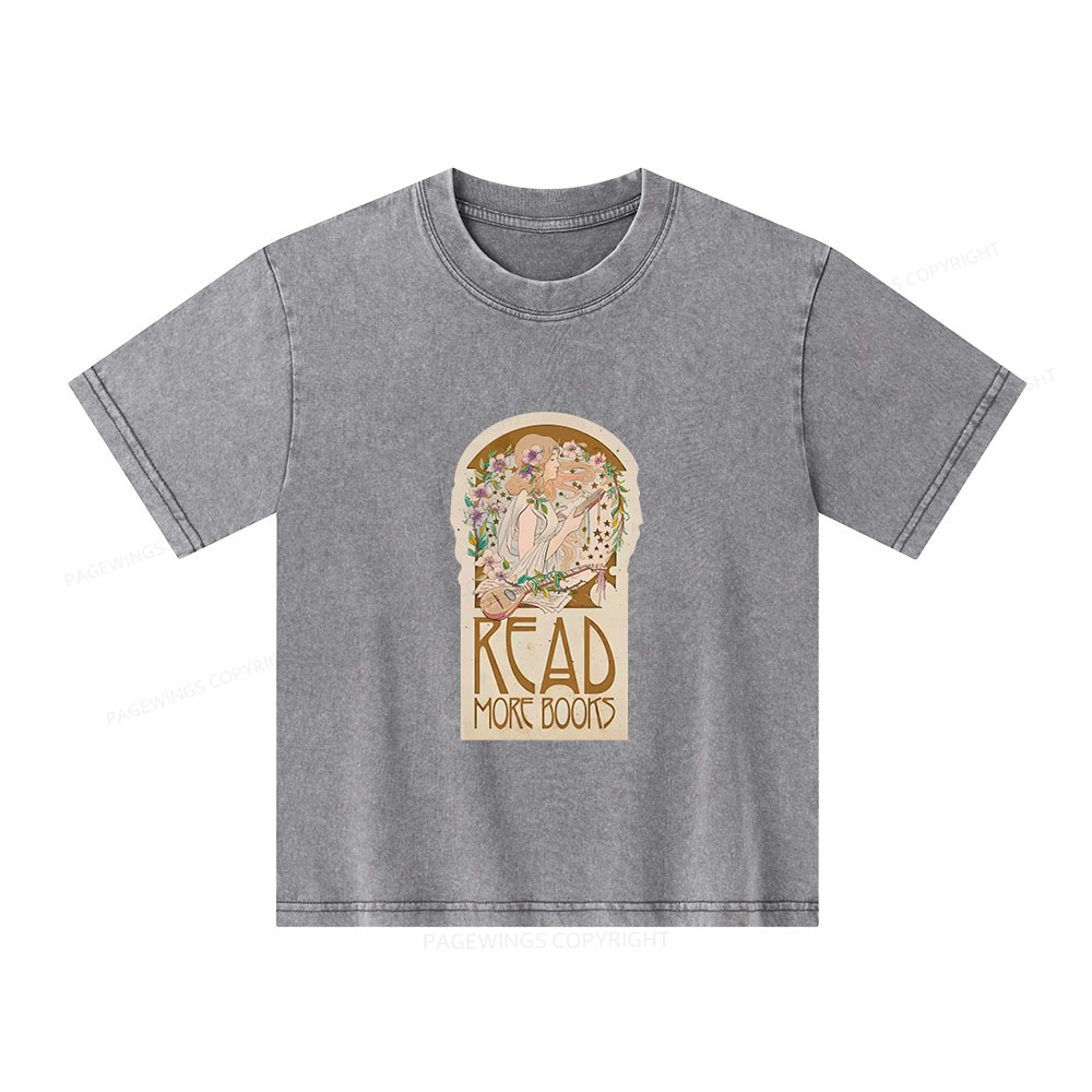 Pagewings Read More Books Unisex Kids Washed T-shirt
