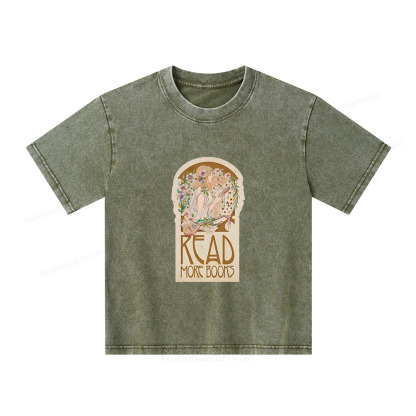 Pagewings Read More Books Unisex Kids Washed T-shirt