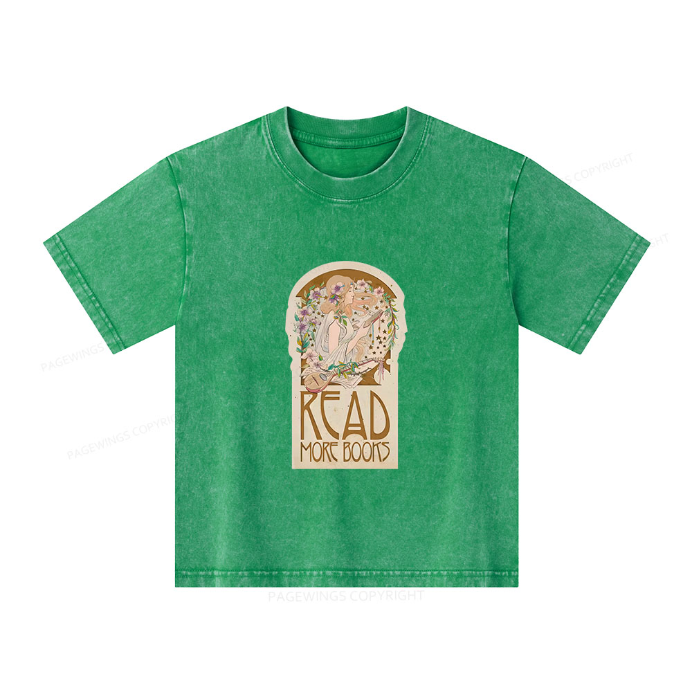 Pagewings Read More Books Unisex Kids Washed T-shirt