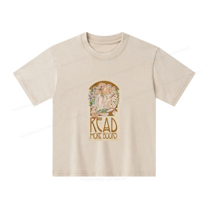 Pagewings Read More Books Unisex Kids Washed T-shirt