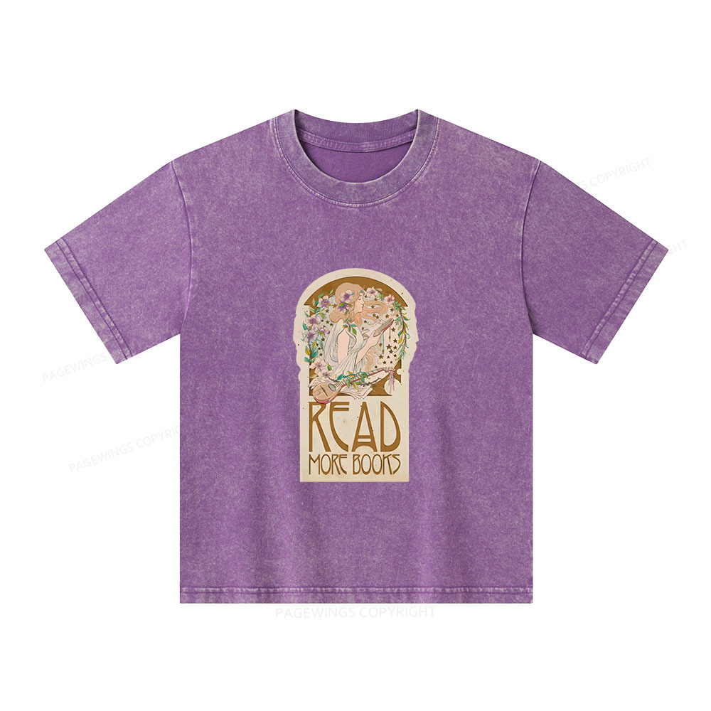 Pagewings Read More Books Unisex Kids Washed T-shirt