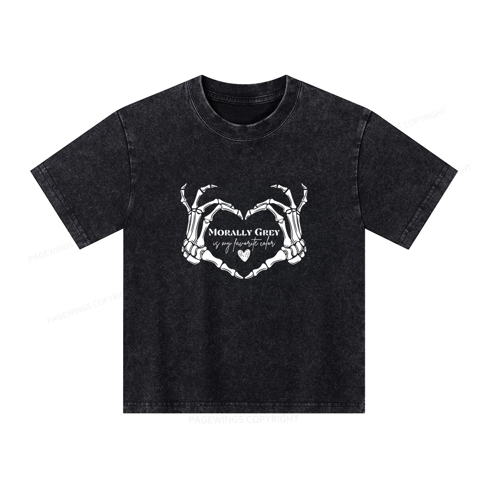 Pagewings Morally Grey Shirt My Favorite Color Unisex Kids Washed T-shirt