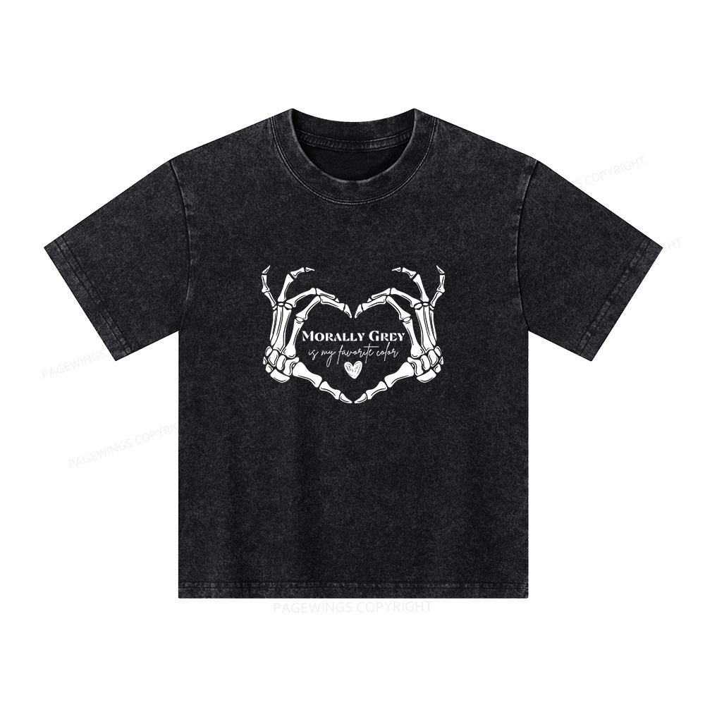 Pagewings Morally Grey Shirt My Favorite Color Unisex Kids Washed T-shirt