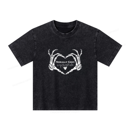 Pagewings Morally Grey Shirt My Favorite Color Unisex Kids Washed T-shirt
