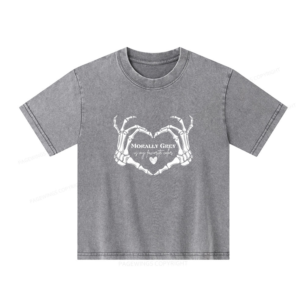Pagewings Morally Grey Shirt My Favorite Color Unisex Kids Washed T-shirt