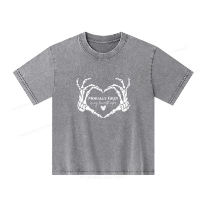 Pagewings Morally Grey Shirt My Favorite Color Unisex Kids Washed T-shirt
