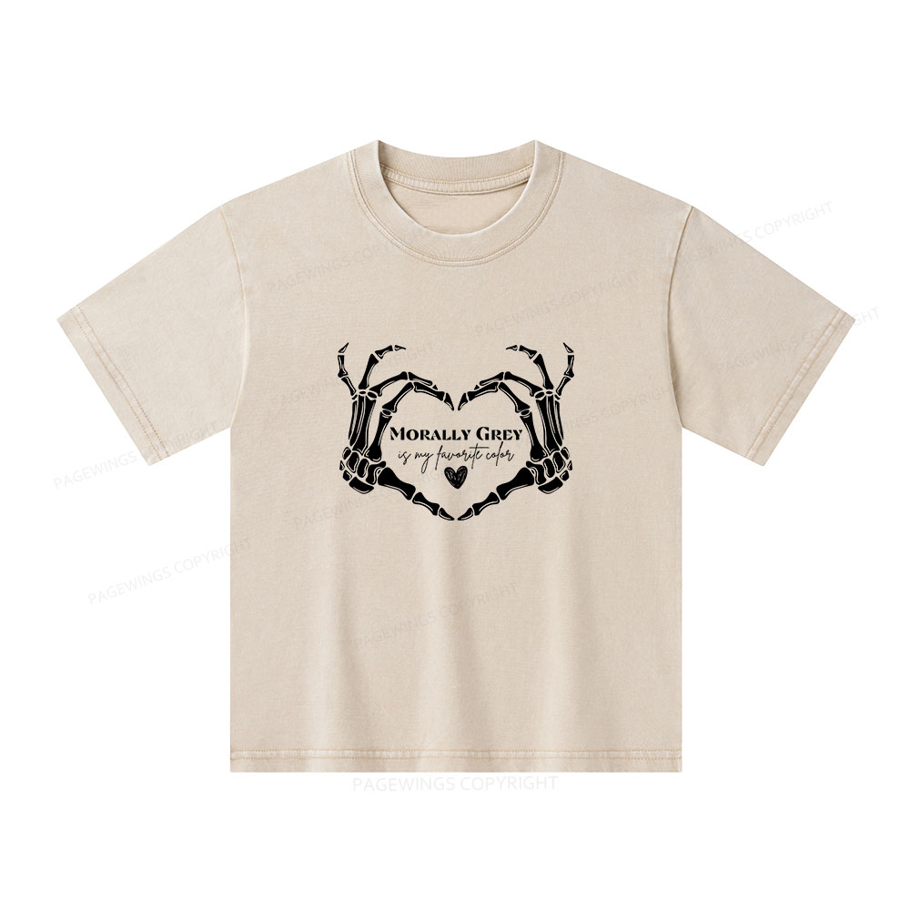Pagewings Morally Grey Shirt My Favorite Color Unisex Kids Washed T-shirt
