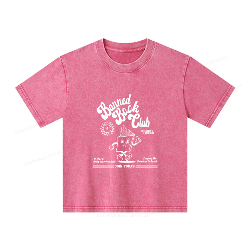 Pagewings Read Banned Books Unisex Kids Washed T-shirt