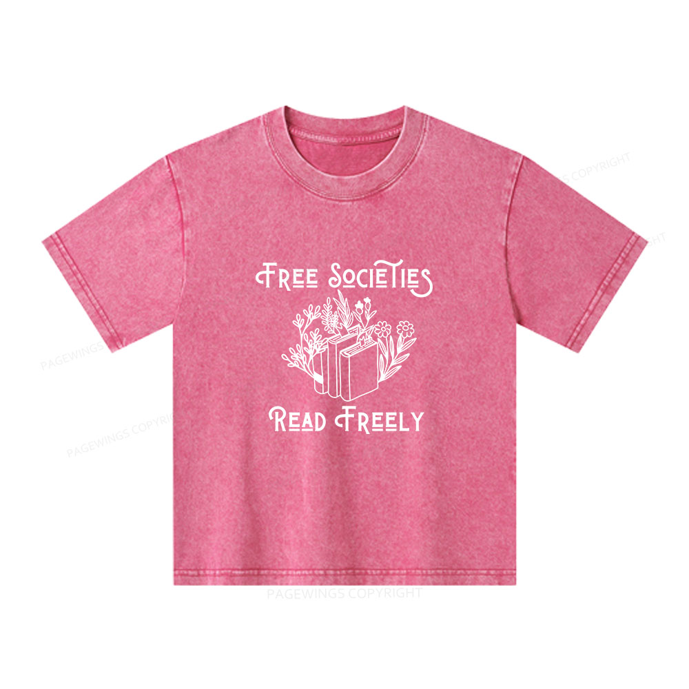 Pagewings Free Societies Read Freely Shirt Unisex Kids Washed T-shirt