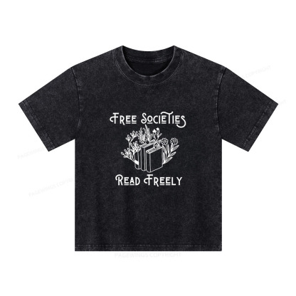 Pagewings Free Societies Read Freely Shirt Unisex Kids Washed T-shirt