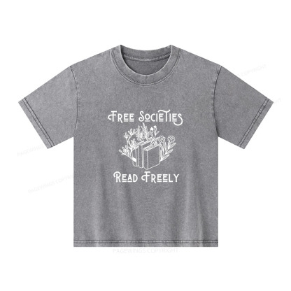 Pagewings Free Societies Read Freely Shirt Unisex Kids Washed T-shirt