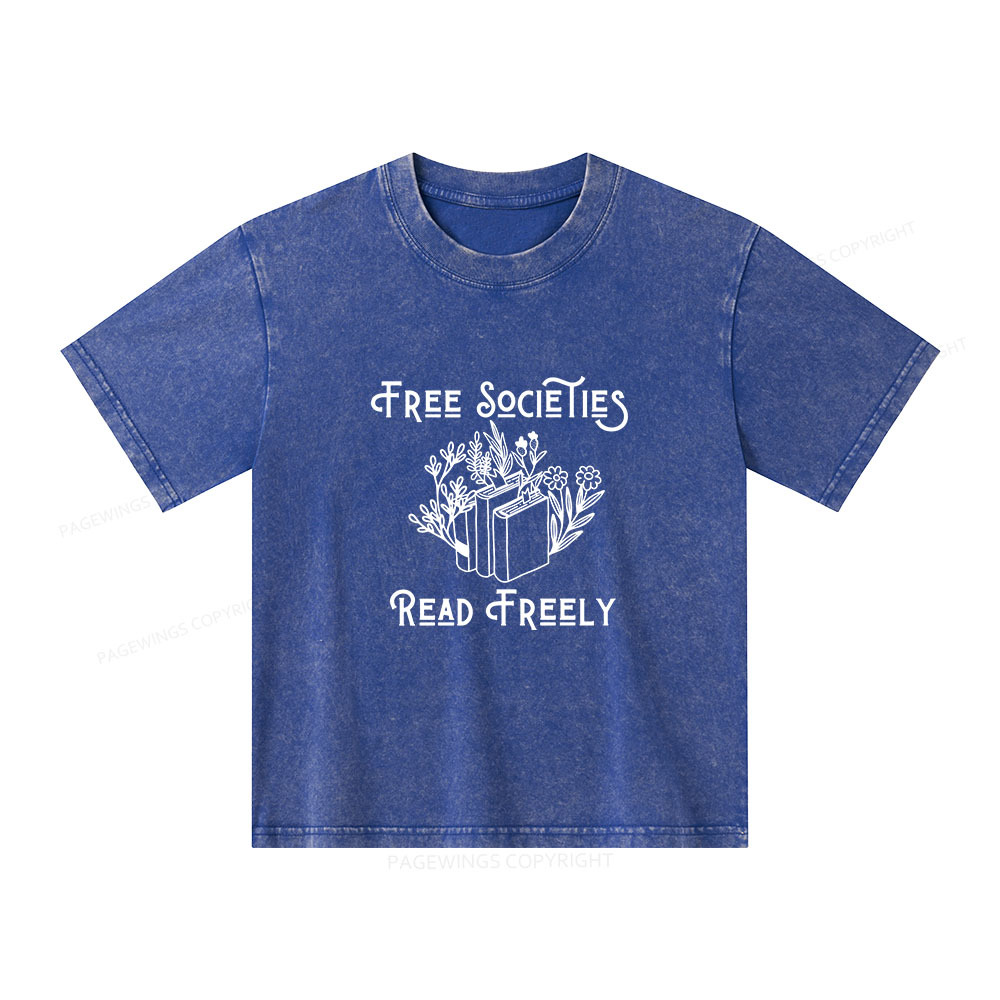 Pagewings Free Societies Read Freely Shirt Unisex Kids Washed T-shirt