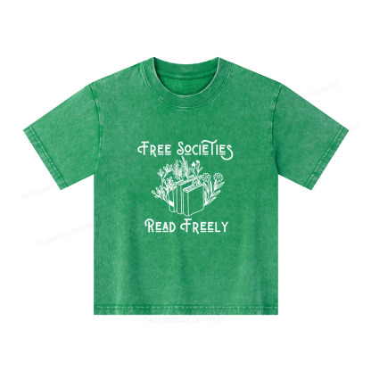 Pagewings Free Societies Read Freely Shirt Unisex Kids Washed T-shirt
