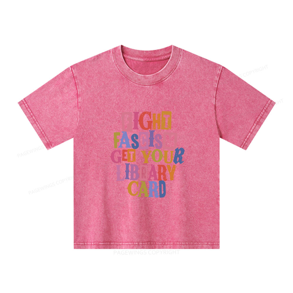 Pagewings Get Your Library Card Unisex Kids Washed T-shirt