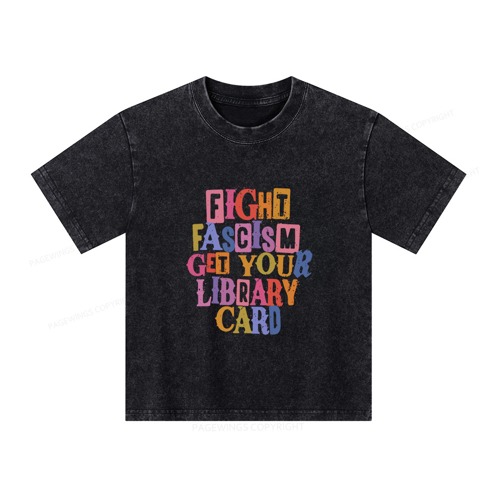 Pagewings Get Your Library Card Unisex Kids Washed T-shirt