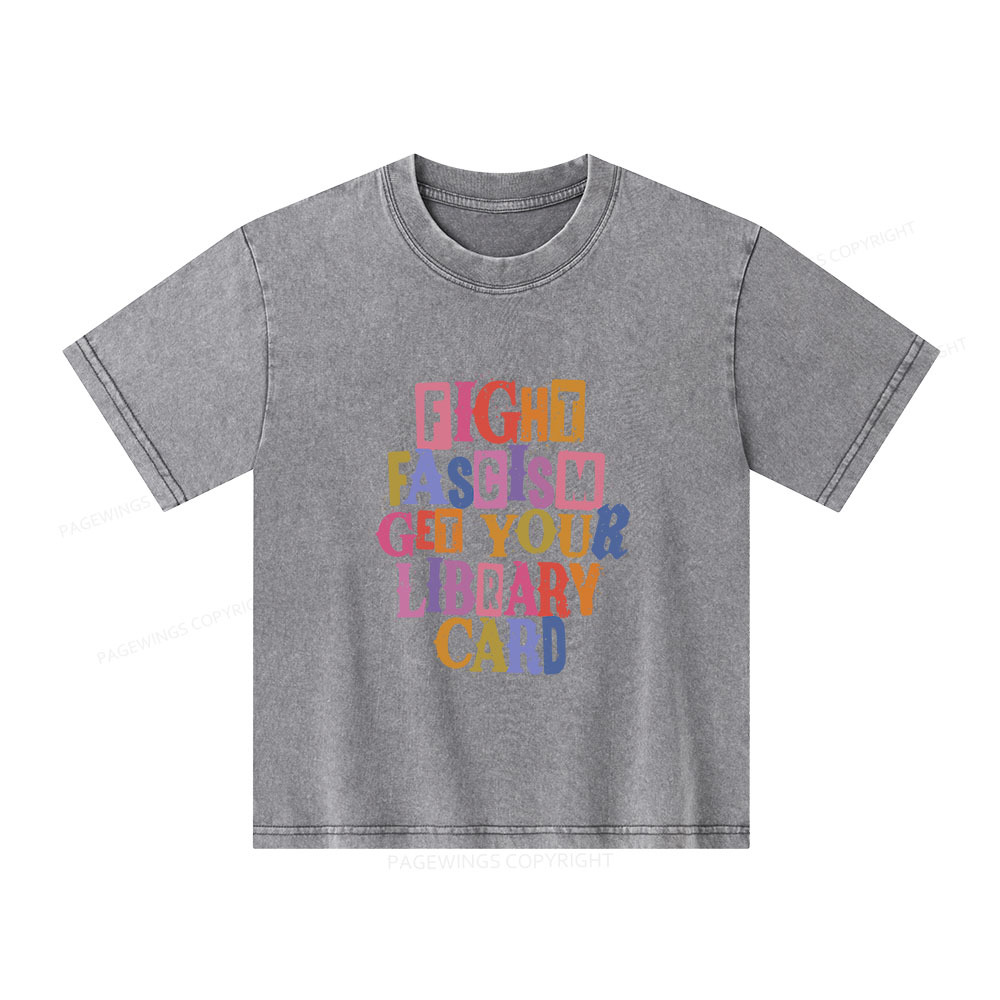 Pagewings Get Your Library Card Unisex Kids Washed T-shirt