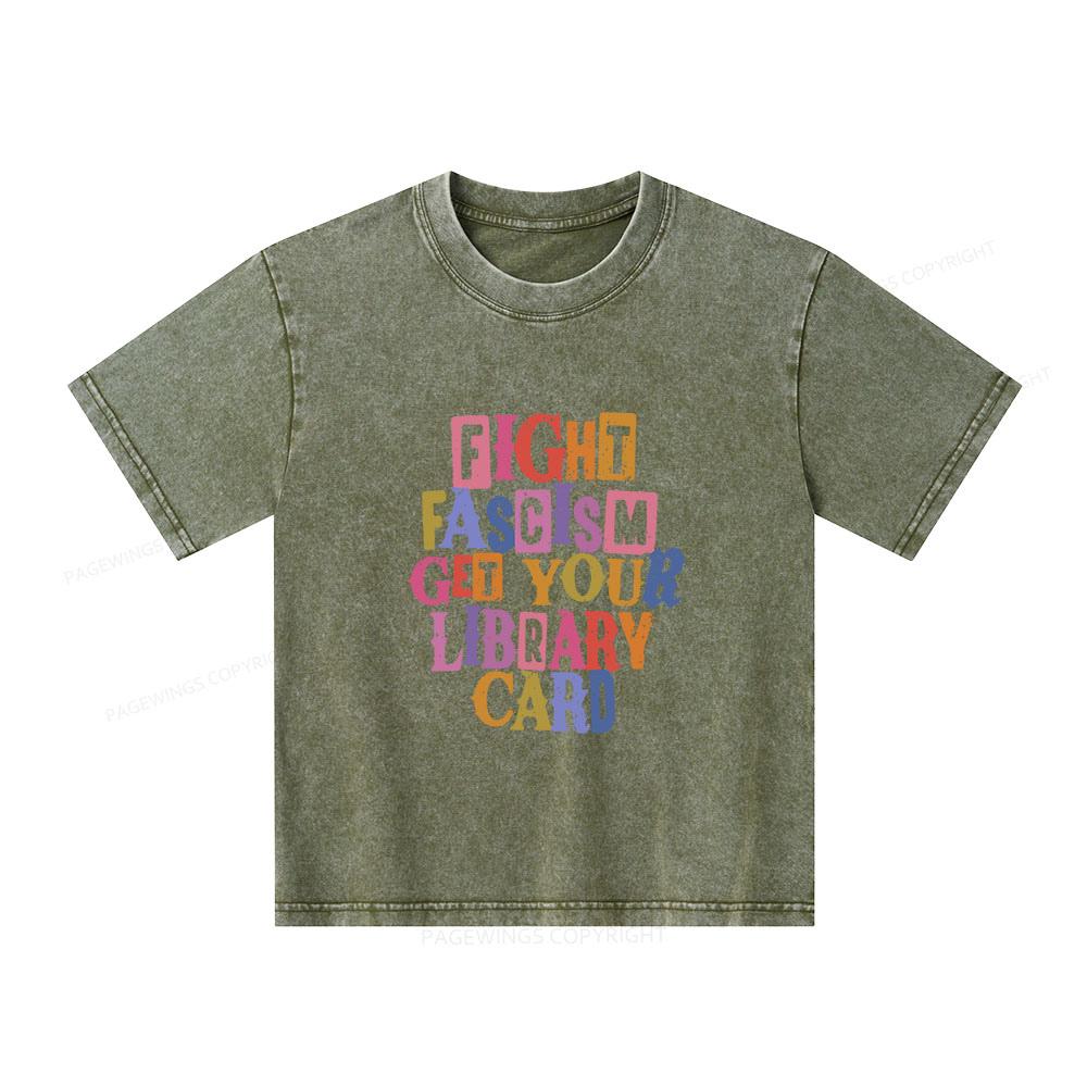 Pagewings Get Your Library Card Unisex Kids Washed T-shirt