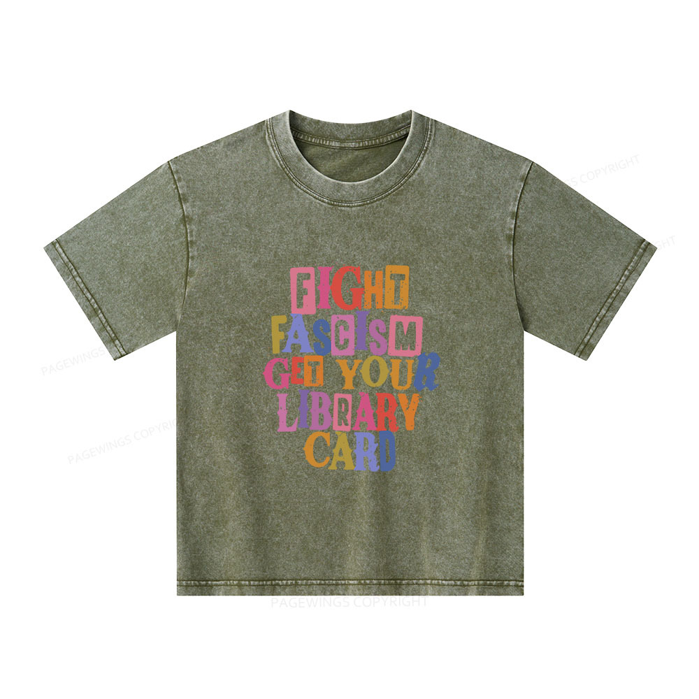 Pagewings Get Your Library Card Unisex Kids Washed T-shirt