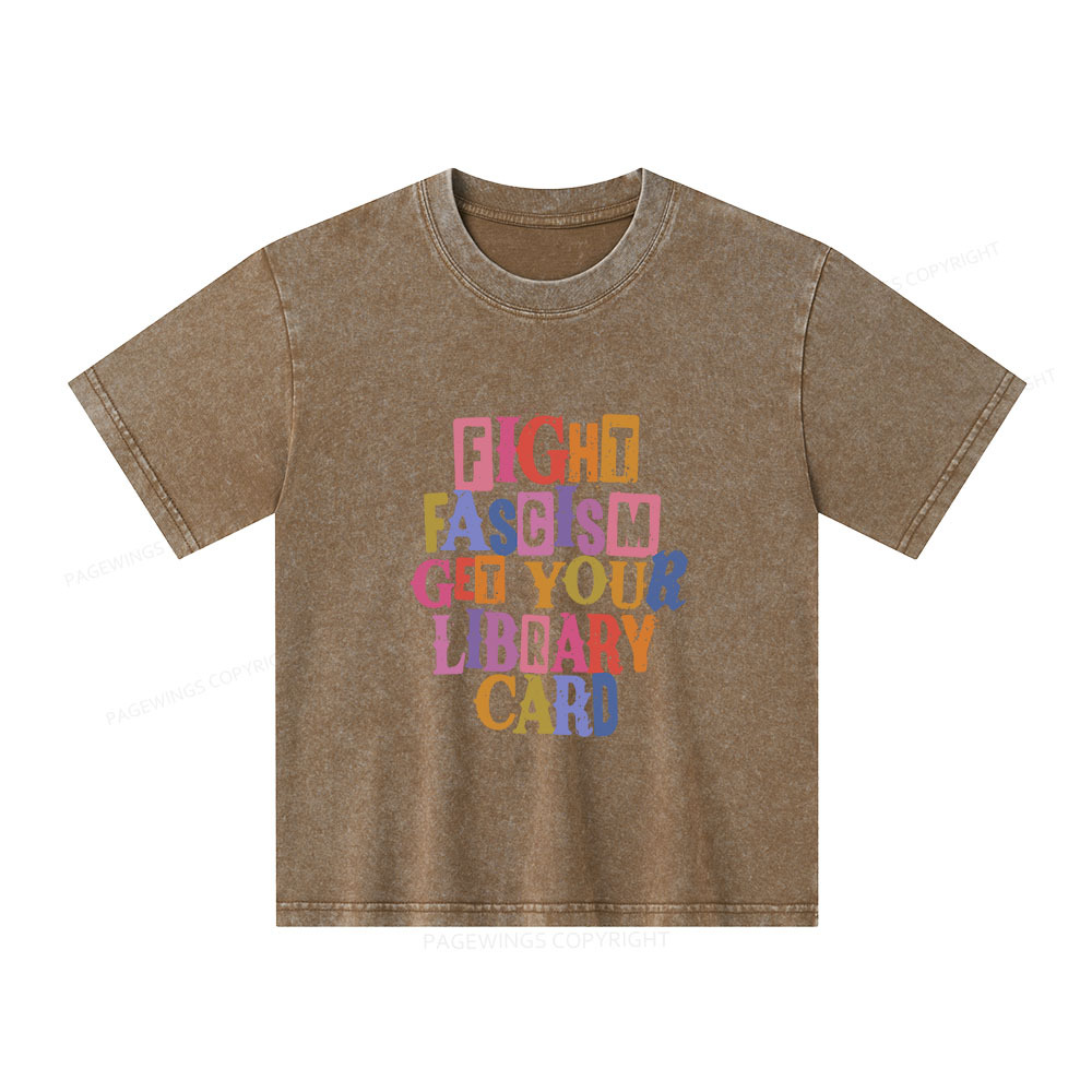 Pagewings Get Your Library Card Unisex Kids Washed T-shirt