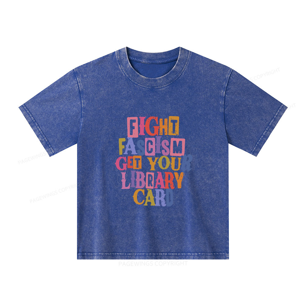 Pagewings Get Your Library Card Unisex Kids Washed T-shirt