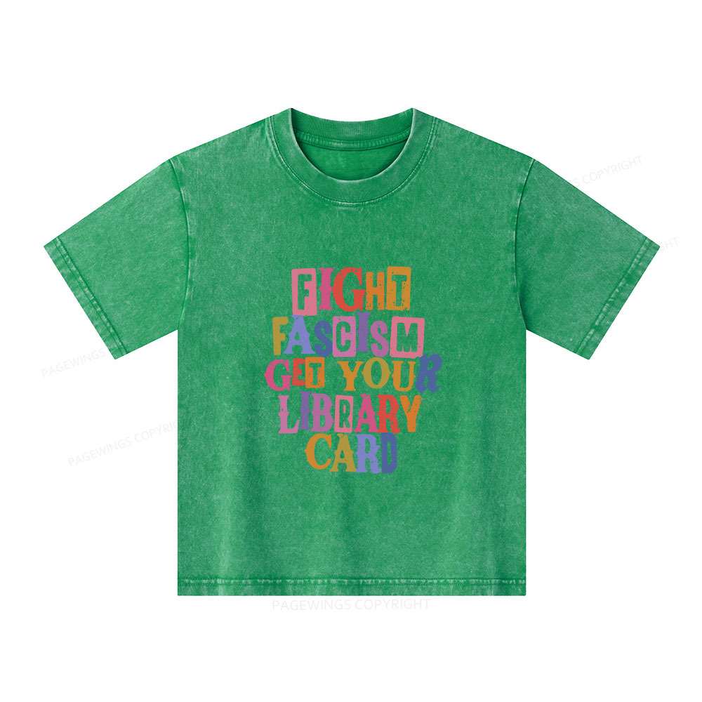 Pagewings Get Your Library Card Unisex Kids Washed T-shirt