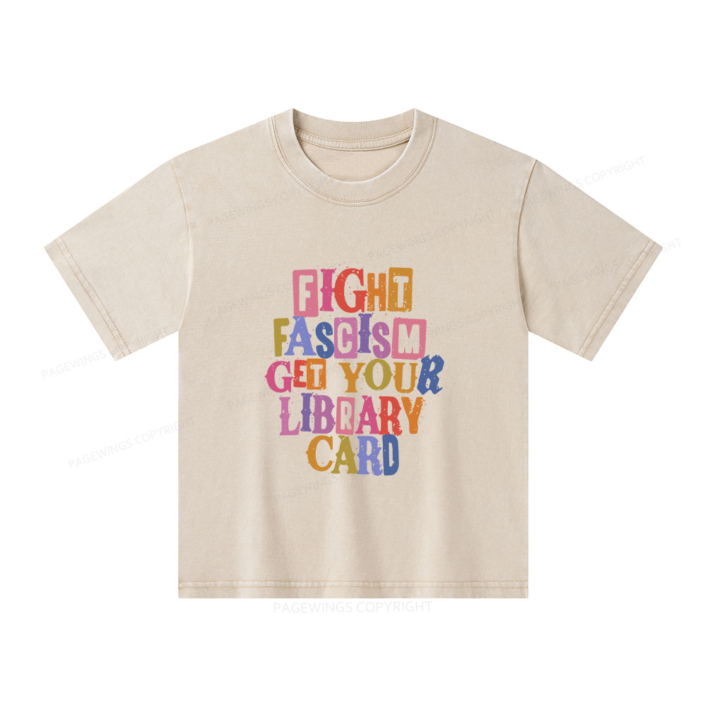 Pagewings Get Your Library Card Unisex Kids Washed T-shirt