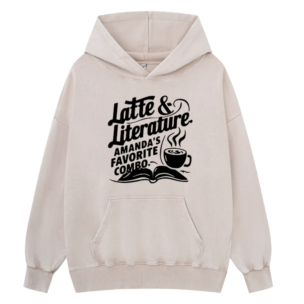 Pagewings Latte & Literature Amanda's Favorite Combo Unisex Washed Hoodie