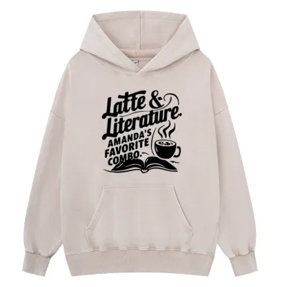 Pagewings Latte & Literature Amanda's Favorite Combo Unisex Washed Hoodie