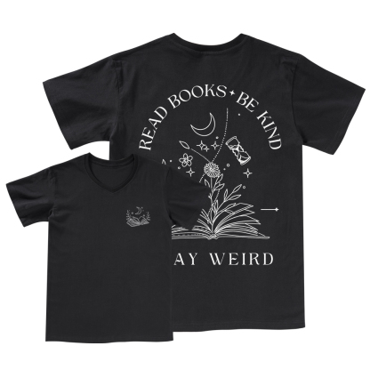 Pagewings Comfort Colors Read Books Be Kind Stay Weird V-neck T-shirt