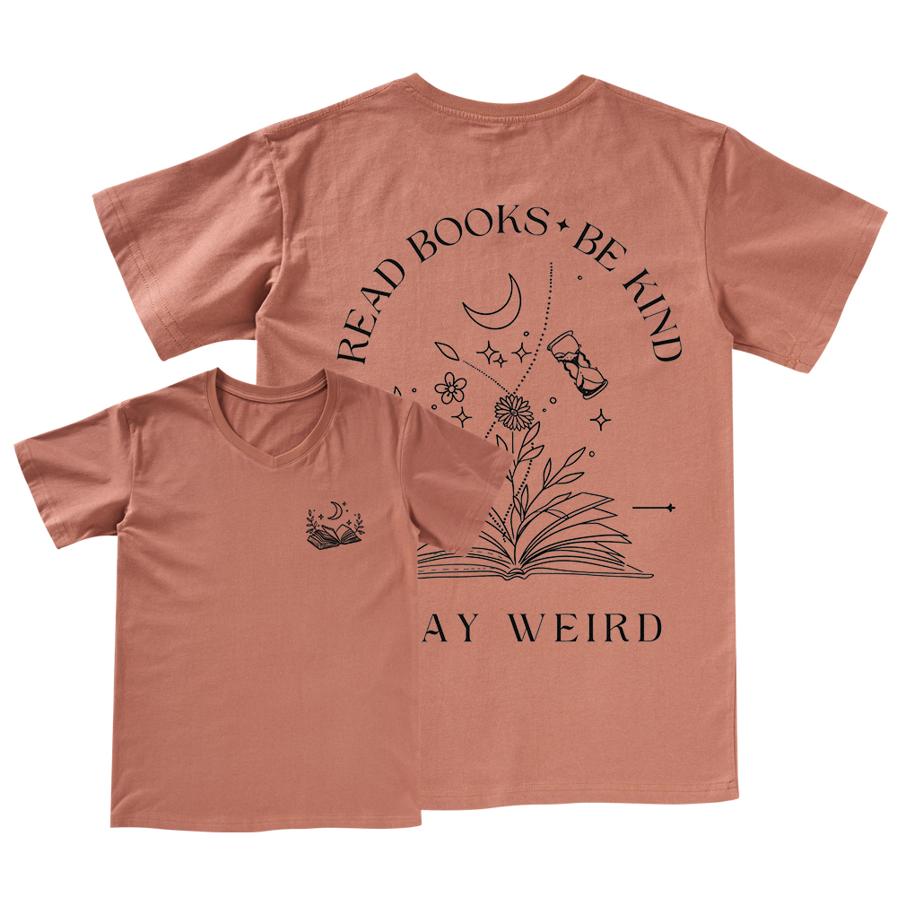 Pagewings Comfort Colors Read Books Be Kind Stay Weird V-neck T-shirt