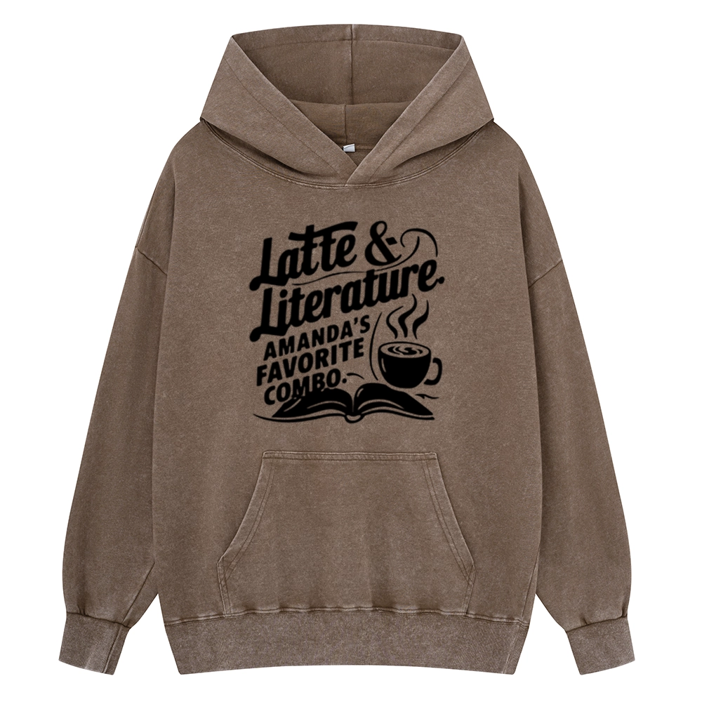 Pagewings Latte & Literature Amanda's Favorite Combo Unisex Washed Hoodie