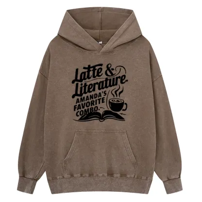 Pagewings Latte & Literature Amanda's Favorite Combo Unisex Washed Hoodie