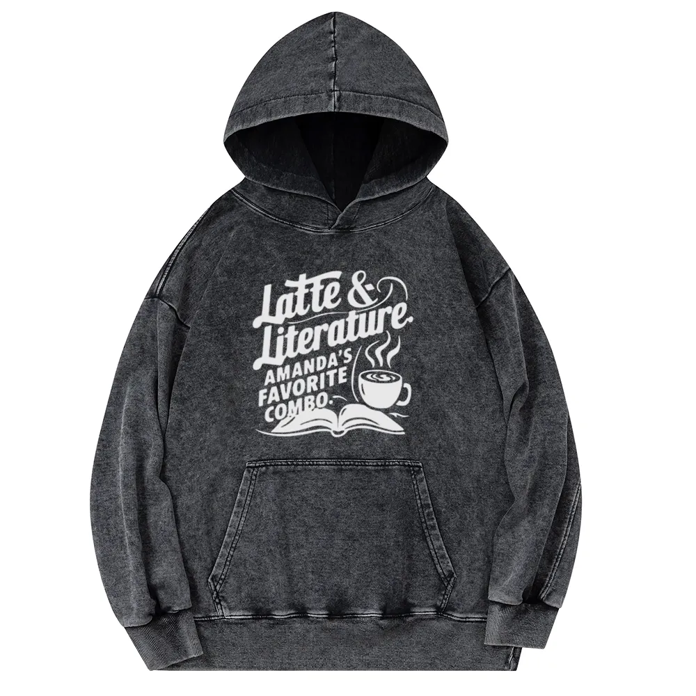 Pagewings Latte & Literature Amanda's Favorite Combo Unisex Washed Hoodie