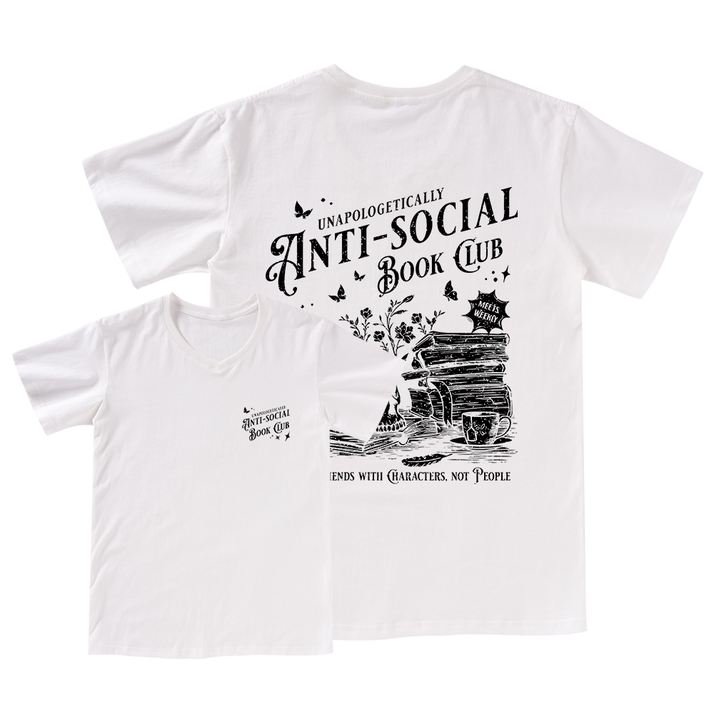 Pagewings Anti-social Book Club Comfort Colors Shirt V-neck T-shirt