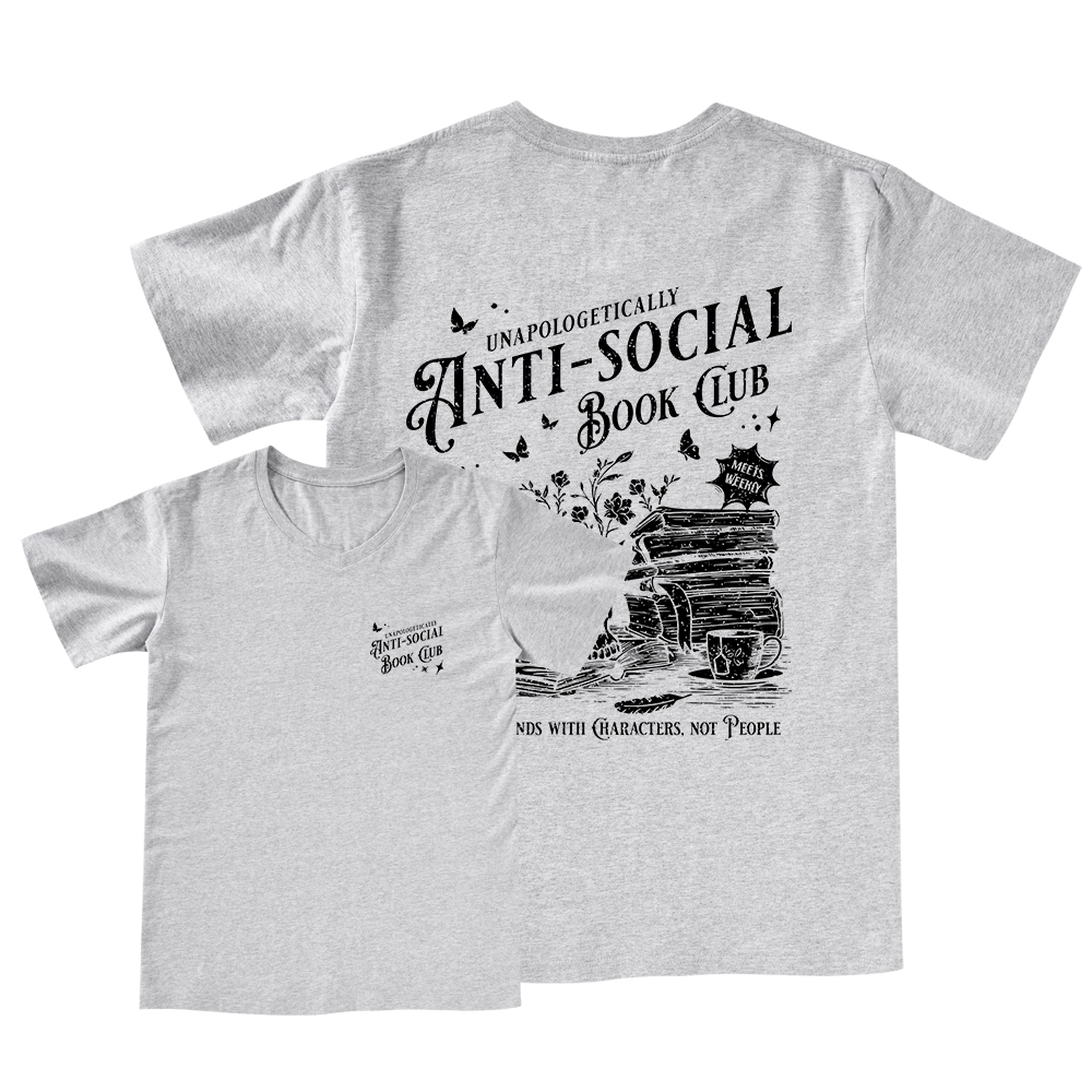 Pagewings Anti-social Book Club Comfort Colors Shirt V-neck T-shirt