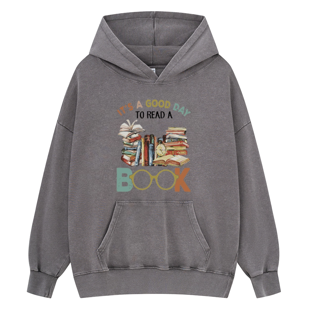 Pagewings It’s a Good Day to Read a Book Unisex Washed Hoodie