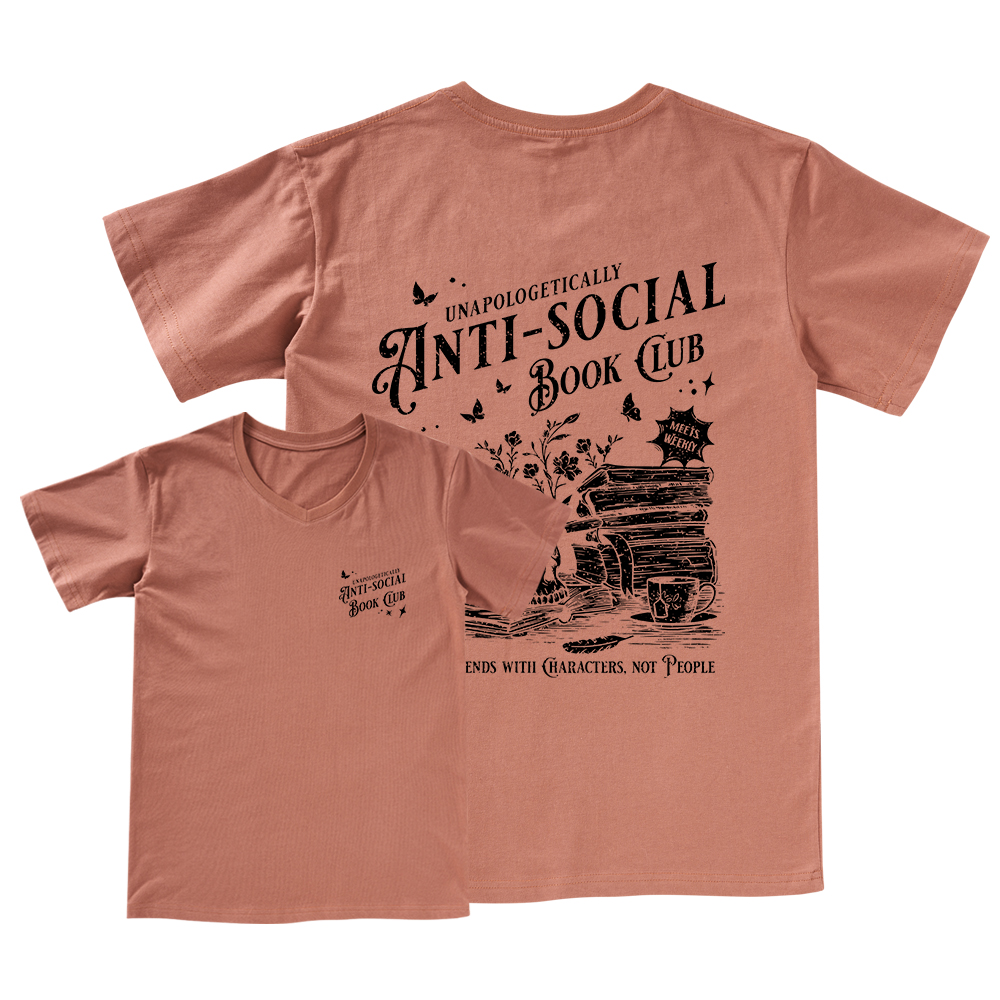 Pagewings Anti-social Book Club Comfort Colors Shirt V-neck T-shirt